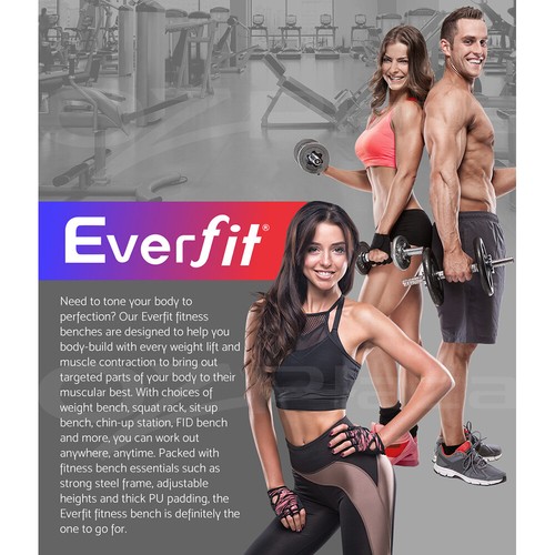 Everfit Weight Bench Sit Up Bench Incline Home Gym Equipment Fitness Bench - Picture 2 of 11