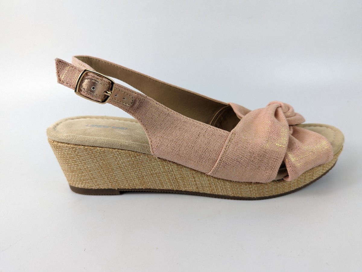 Lands End Pink Coated Canvas Slingback Sandals New Uk - Main Image
