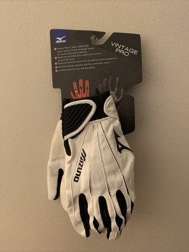 Mizuno Vintage pro baseball Batting Gloves White & Black Youth Medium - Picture 2 of 2