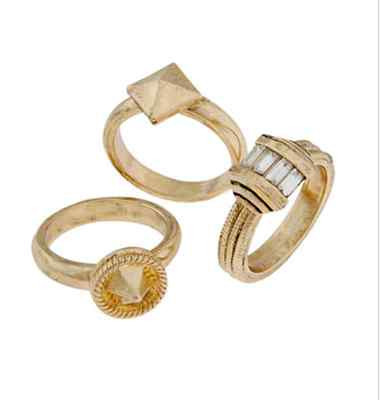 Brand NEW - ERICKSON BEAMON ROCKS Helen Of Troy Crystallized Stack Ring Set