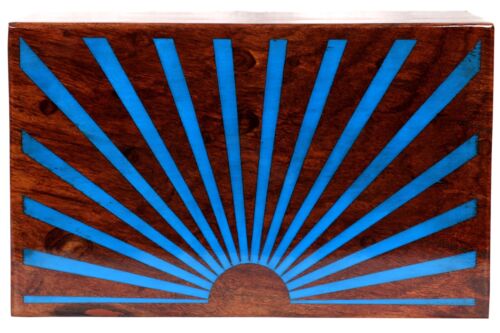 Wooden Urn for Human Ashes Rosewood Engraved Funeral Burial Urns Rectangle Brown - Picture 4 of 6