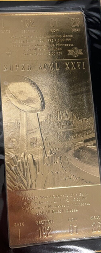 NFL 22KT Gold Super Bowl XXVI Willabee & Ward WASHINGTON vs BUFFALO BILLS - Picture 5 of 7