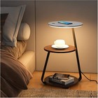 Smart Nightstand w/ djustable LED Lights, Wireless Charging Open Storage Shelf