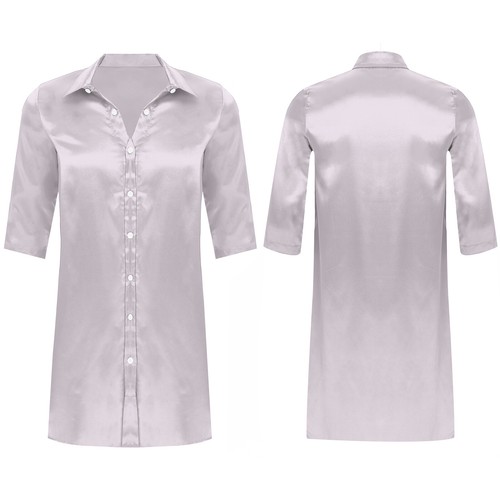 Mens Satin Silk Pajamas Set Lightweight Nightgown Sleepwear Nightwear Bathrobe - Picture 67 of 135