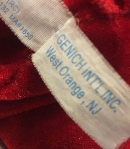 SELTEN 8 Zoll Vintage Genich Plüsch winzig braun rot Velours Teddybär Mütze Mond Pyjama - Bild 6 von 6