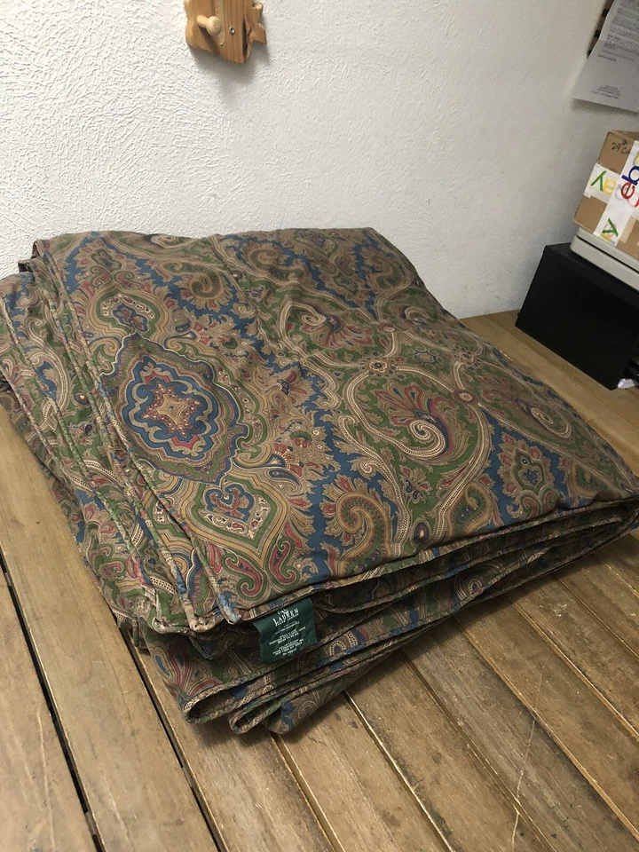 "Edredón Ralph Lauren BRIANNA Paisley Verde Azul F/Queen Satén De Colección 92x96""" Foto 2 de 4