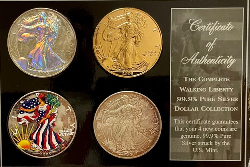 2005 Silver Eagles (4) Rare Premium Specialty Set - Hologram, Gold Plated, etc. - Picture 5 of 6