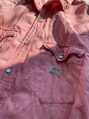 90s Denim Supply Ralph Lauren Mens Pocket Button Up Shirt Pink Linen M Size - Picture 10 of 15