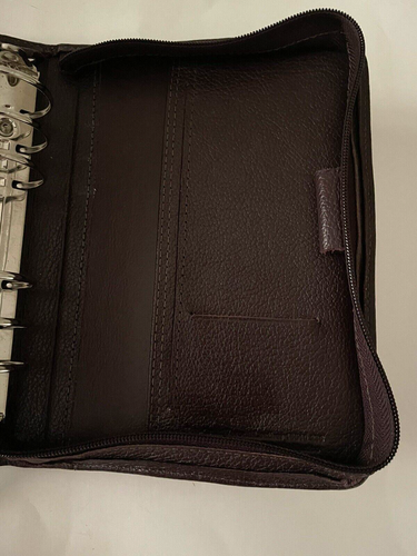 Franklin Quest Brown Top Grain Verona Leather Zip Around 6 Ring Binder 9 x 7 - Picture 4 of 9