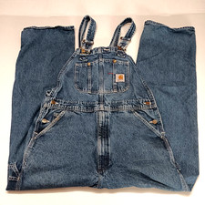Carhartt Men's 40 x 31 Blue Denim Bib Overalls Retro 90's Carpenter Work Wear
