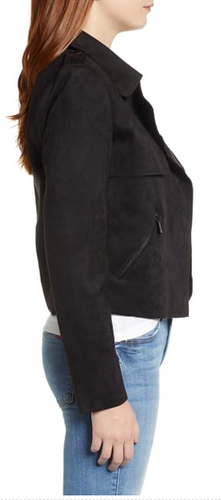KUT From The Kloth Jacee Draped Moto Faux Suede Jacket, Black, XS - ($88) - Picture 8 of 9