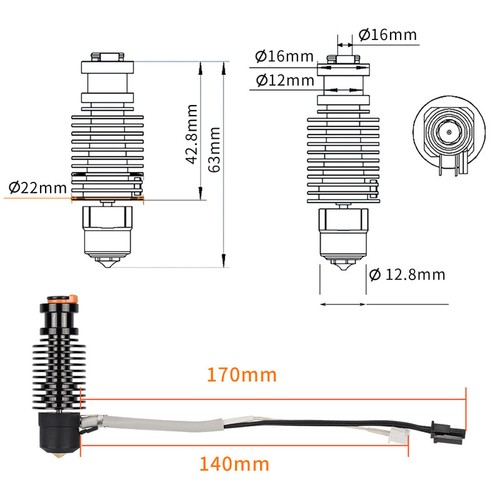 Rampas CHC V6 Hotend Kit 1,75 mm núcleo de calefacción de cerámica M6 hilo suave para Ender 3 - Imagen 5 de 8