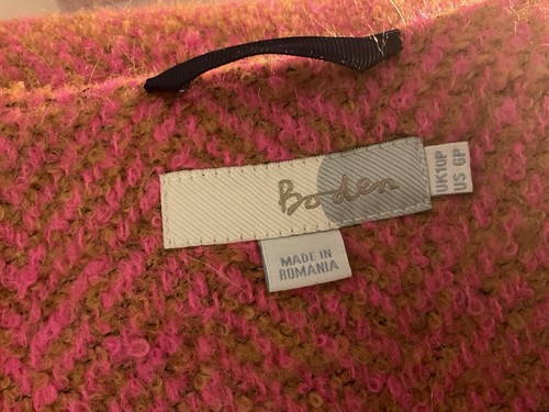 Boden Coat Size 10p pink light brown herringbone Wool Alpaca Etc Mix Buttons - Picture 6 of 7