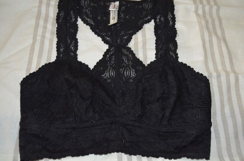 Free People Bralette intimamente nera pizzo schiena misto nylon taglia XS - Foto 4 di 10