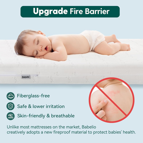 BABELIO Breathable Crib Mattress, Dual-Sided, Memory Foam, Waterproof, Removable - Picture 4 of 12
