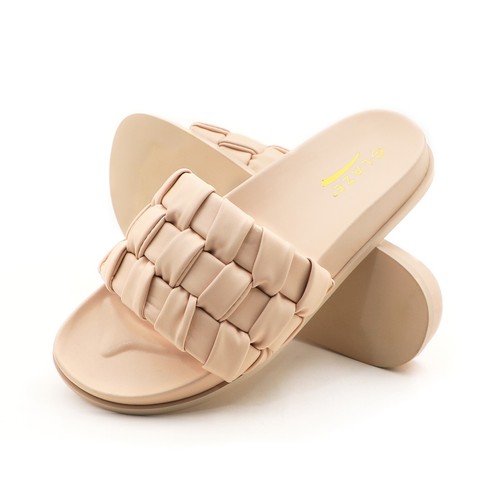 Glaze Women's Woven Slide Sandals Cushioned Slippers with Ruched Design - Picture 28 of 41