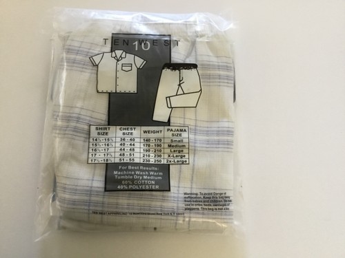 Ten West Men's Sleepwear Short Sleeve and Pant Set Cotton Blend Blue White Sz M - Bild 2 von 2