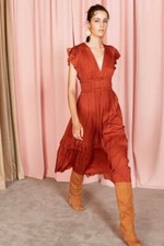 Ulla Johnson womens Bella Midi Dress size 10 Desert Rose/poppy