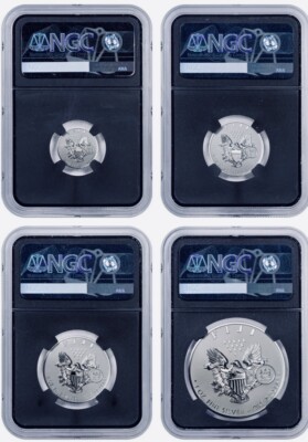 2023 FIGI FRACTIONAL T-1 SILVER EAGLE 4-COIN SET NGC REVERSE PF70