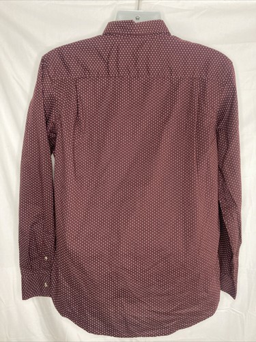 Old Navy Button Up Hemd Herren Medium Built in Flex Slim rot gepunktet bügelfrei - Bild 3 von 6