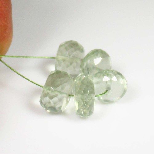 14.12 Ct Natural Green Amethyst Beautiful Drilled Faceted Beads 5 Pc's - A1806 - Picture 2 of 2