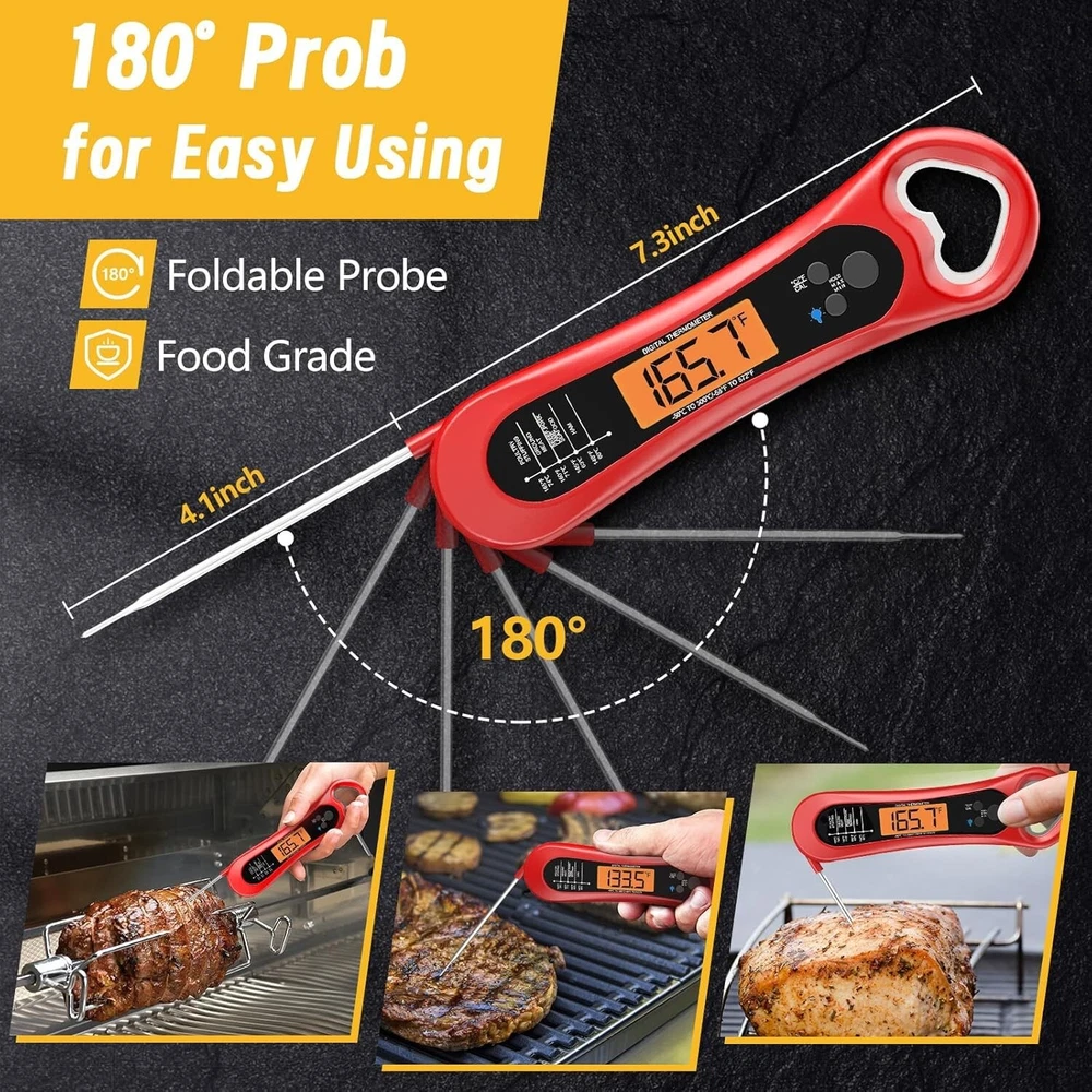 Meat Thermometer Digital, Instant Read Food Thermometer - Waterproof for Cooking
