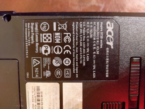 Spares/Repairs Acer Aspire 5720 Laptop Intel Core 2 Duo T7500 * Read Description - Picture 16 of 20