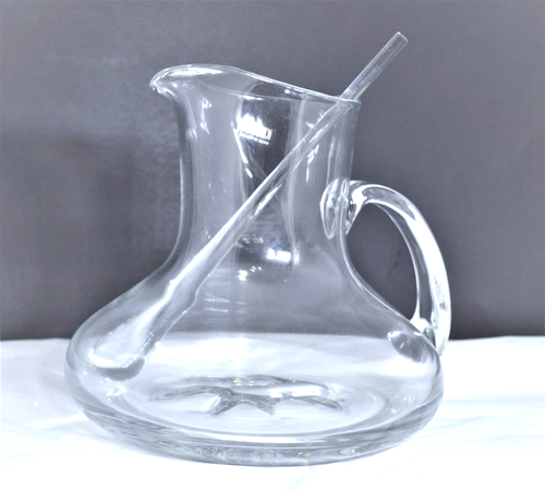 New Glass Pitcher with 10" Glass Stirrer Handcrafted Made in Poland - Picture 2 of 5