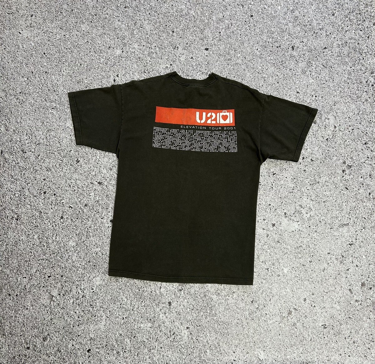U2 2001年　ツアー　Tシャツ　L Vintage U2 Elevation Tour 2001 Rock Band Men's Khaki T-Shirt