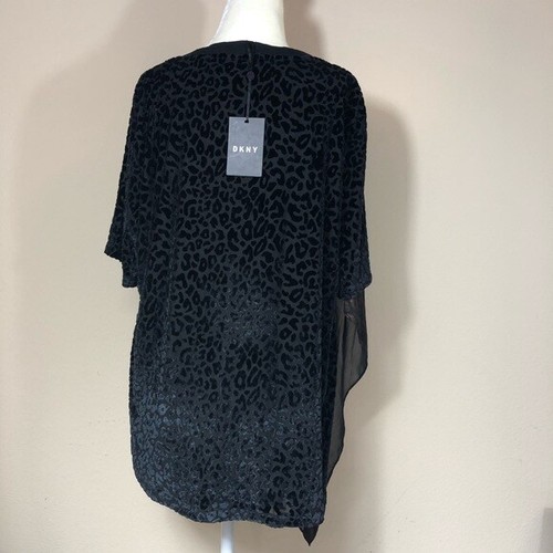 DKNY Top Blouse Sz S Mixed Print Two Tone NWT - Picture 3 of 10