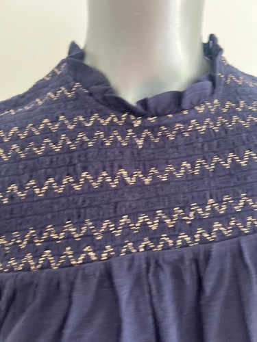 JOULES Women's Kirstie Top Blouse Size 12 & 18 Navy Metallic Thread Shirred NEW - Picture 12 of 18