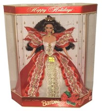 1997 Happy Holidays Barbie Special Edition #17832 Brunette Red Dress 
