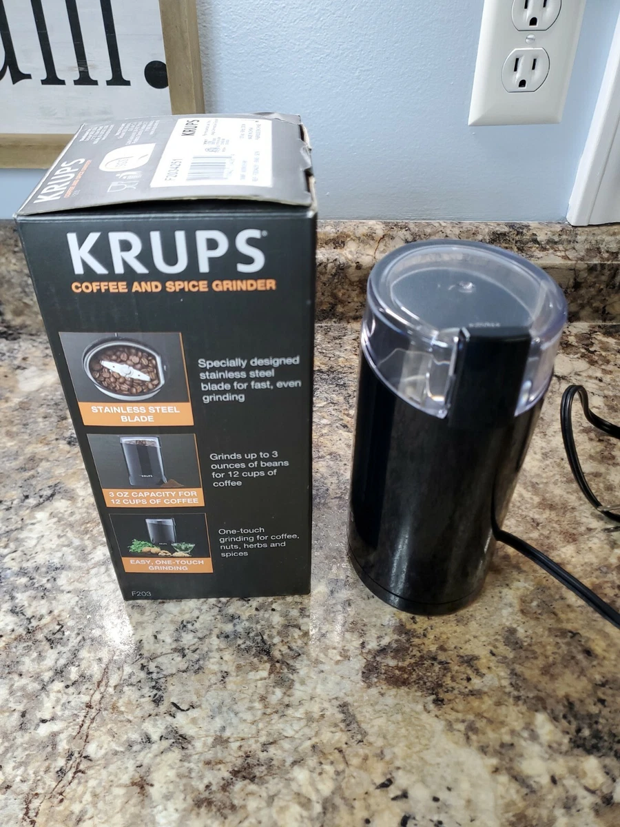 KRUPS New Fast Touch Electric Coffee and Spice Grinder with Stainless Steel  Blades, Black 