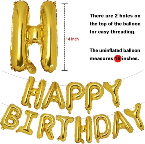 Feliz Cumpleaños Globos Banner Globo Decoración Set 13" Nuevo - Imagen 2 de 6