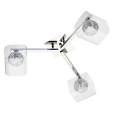 Litecraft Verona Ceiling Light Semi Flush Glass & Wire Shaded 3 Arm - Chrome