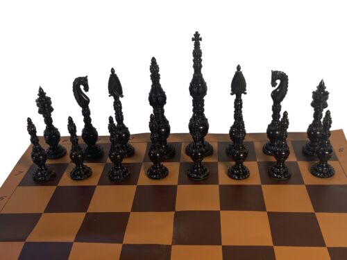 Tower Bone Chess pieces in Teakwood Box - 7 inch King - Picture 6 of 7