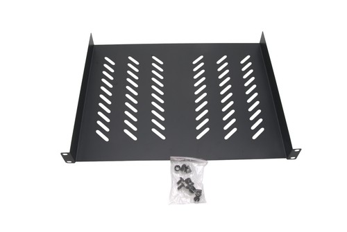1U 19" Universal Rack Tray Mount 14in (350mm) Depth No Lip Vented Server Shelf - Picture 1 of 8