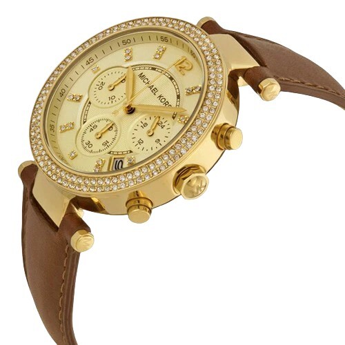Michael Kors Women's Parker Gold Dial Brown Leather Strap