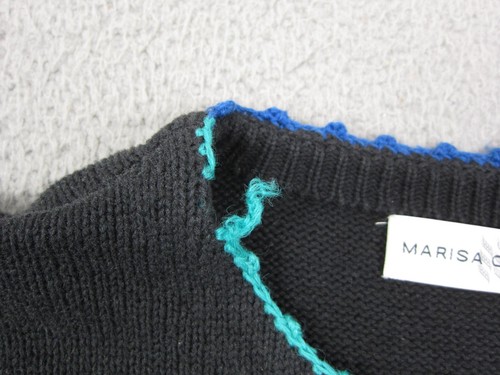 Vintage Marisa Christina Sweater Womens Small Black Novelty Cardigan Ice Skaters - Picture 10 of 17