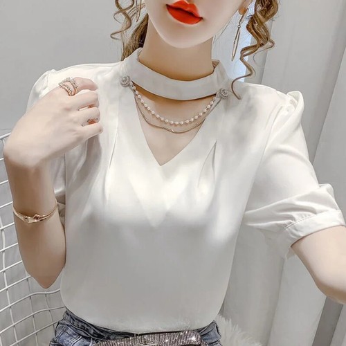 Blusas De Mujer Camisas Moda Blusa Elegante Casual Manga Corta Nueva Camisa Tops - Picture 23 of 29