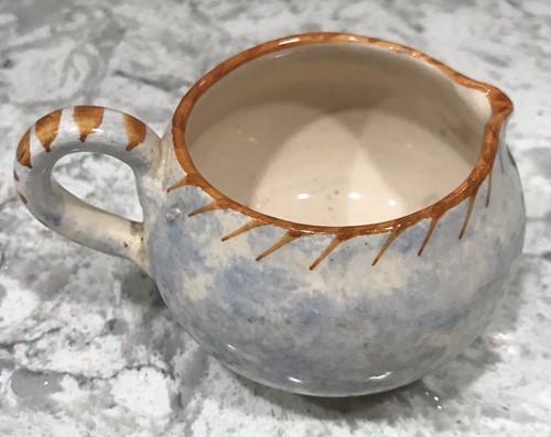 Vintage Italian Hand Painted Ceramic Creamer Small Pitcher Cottagecore Shabby - Picture 4 of 10