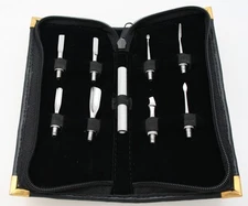 Kit of 9 Nail Care Tools Cuticle Pushy Nail Curette File Cleaning in Zipper Case