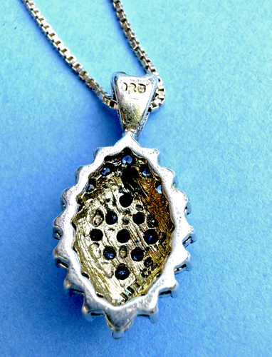 Vintage Signed JJT 925 Silver Multi-CZ Gems Pendant / Necklace, 31" Silver Chain - Picture 5 of 10