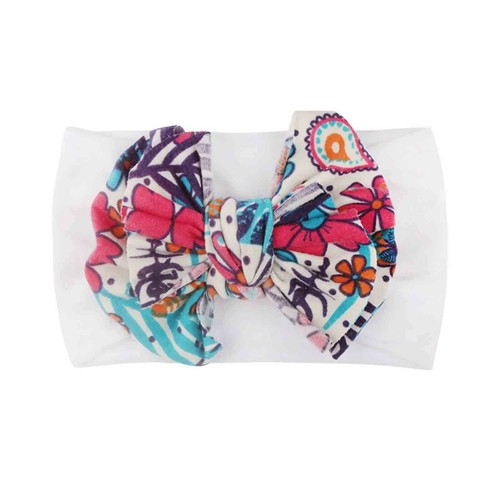 Newborn Infant Baby Girls Print Bow Headband Stretch Hairband Headwear Wrap UK - Picture 19 of 20