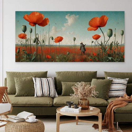 Quadro Botanico Papaveri Rossi In Un Campo Estivo , bow33 quadro stampa su tela - Imagen 5 de 6