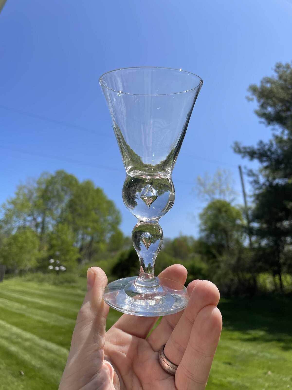 Set 4 Pairpoint Crystal Teardrop Baluster Wine Glasses 165