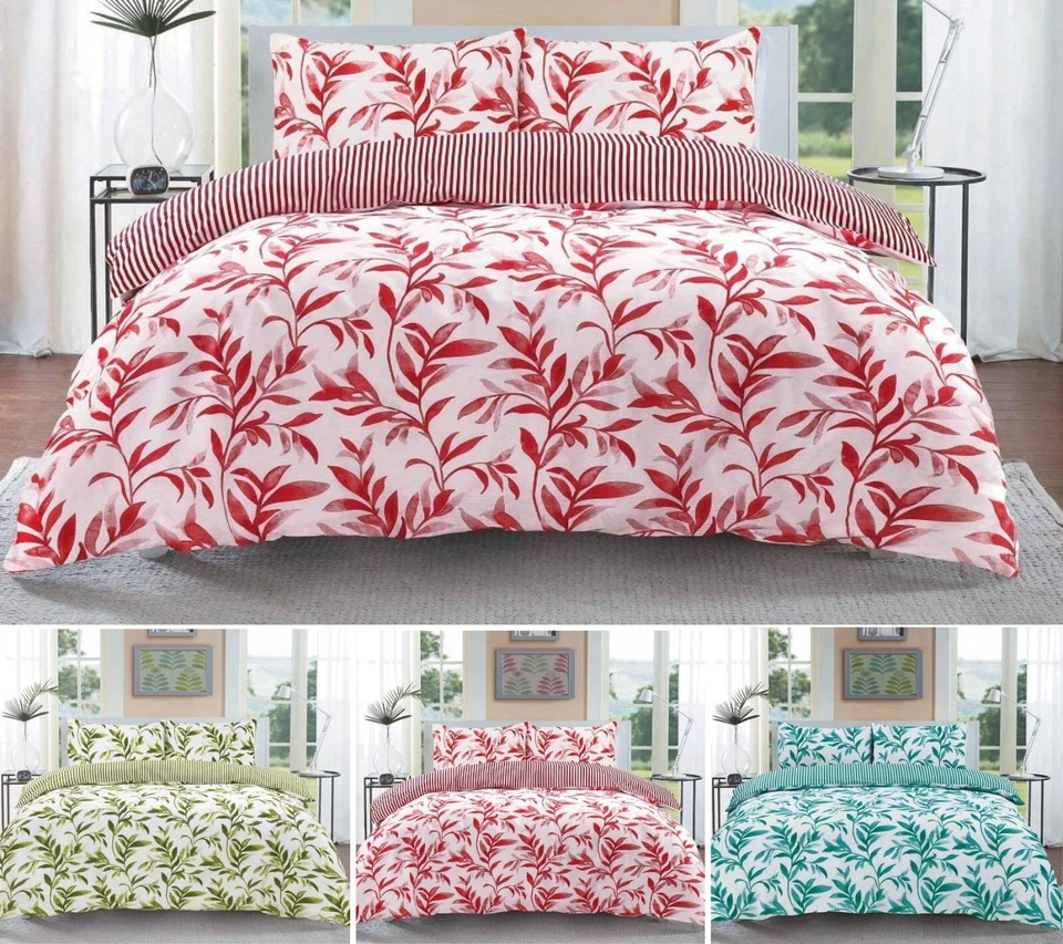 LONDON DREAM Ellie Floral Leaf Print Duvet Set with Pillowcases Quilt Covers Bedding Sets