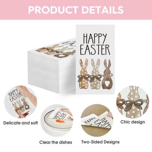 Horaldaily 100 Easter Disposable Paper Decorative Guest Napkins Easter Bunnie... - Picture 6 of 6