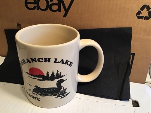 Tazza caffè ceramica logo MAINE Great Branch Lake Loon ramo lago Maine - Foto 4 di 6