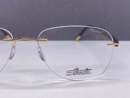 Silhouette Eyeglasses Frames men woman Rimless Oval Titan Carbon Gold Grey LARGE - Picture 1 of 14